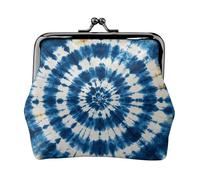 Indigo - Portamonete da donna in pelle tie dye, piccolo portafoglio con chiusura a bacio, mini porta carte per chiavi, rossetto, carino portamonete da viaggio