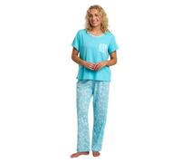 Indigo Sky Pigiama Donna Lungo Foglia/Ananas Cotone Ricco Set 8-22
