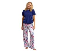 Indigo Sky Pigiama Lungo Donna Set Pantaloni Raso Floreale Top Cotone 8-22UK