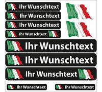 INDIGOS UG® Adesivi con Nome - Bandiera fluttuante - Italia - 13 Adesivi - Adesivi con Nome e Testo Desiderato - Bicicletta - Auto - Moto - Personalizzati