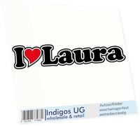 INDIGOS UG - Adesivo per Auto I Love Heart - ICH Liebe mit Herz 15 cm - I Love Laura - Auto Camion - Adesivo con Nome da Uomo Donna Bambino