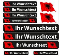 INDIGOS UG - Aufkleber Albanien - 13 Flaggenaufkleber - Fahne wehend Sticker selbst gestalten mit Namen & Wunschtext personalisiert- Fahrrad - Autoaufkleber - Motorrad - Rennfahrer