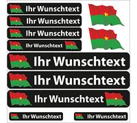 INDIGOS UG - Aufkleber Burkina Faso - 13 Flaggenaufkleber - Fahne wehend Sticker selbst gestalten mit Namen & Wunschtext personalisiert- Fahrrad - Autoaufkleber - Motorrad - Rennfahrer