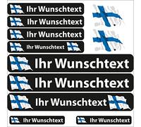 INDIGOS UG Fahrrad Aufkleber Finnland - 13 Fahnenaufkleber wehend - Sticker selbst gestalten - Autoaufkleber- Motorrad - Namensaufkleber wasserfest personalisiert - Wunschtext