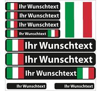 INDIGOS UG Fahrrad Aufkleber Italien - 13 Fahnenaufkleber Glatt - Sticker selbst gestalten - Fahrrad - Auto - Motorrad - Namensaufkleber wasserfest personalisiert - Wunschtext