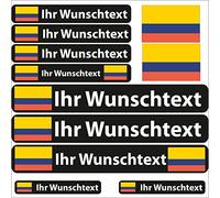 INDIGOS UG Fahrrad Aufkleber Kolumbien - 13 Fahnenaufkleber Glatt - Sticker selbst gestalten - Fahrrad - Auto - Motorrad - Namensaufkleber wasserfest personalisiert - Wunschtext