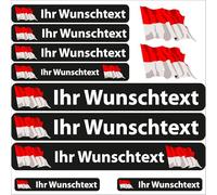 INDIGOS UG Fahrrad Aufkleber Monaco - 13 Fahnenaufkleber wehend - Sticker selbst gestalten - Autoaufkleber- Motorrad - Namensaufkleber wasserfest personalisiert - Wunschtext