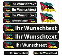 INDIGOS UG Fahrrad Aufkleber Mosambik - 13 Fahnenaufkleber wehend - Sticker selbst gestalten - Autoaufkleber- Motorrad - Namensaufkleber wasserfest personalisiert - Wunschtext
