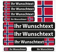 INDIGOS UG Fahrrad Aufkleber Norwegen - 13 Fahnenaufkleber Glatt - Sticker selbst gestalten - Fahrrad - Auto - Motorrad - Namensaufkleber wasserfest personalisiert - Wunschtext
