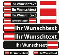 INDIGOS UG Fahrrad Aufkleber Österreich - 13 Fahnenaufkleber Glatt - Sticker selbst gestalten - Fahrrad - Auto - Motorrad - Namensaufkleber wasserfest personalisiert - Wunschtext