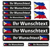 INDIGOS UG Fahrrad Aufkleber Philippinen - 13 Fahnenaufkleber wehend - Sticker selbst gestalten - Autoaufkleber- Motorrad - Namensaufkleber wasserfest personalisiert - Wunschtext