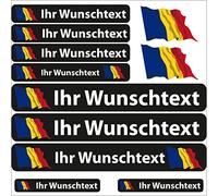 INDIGOS UG Fahrrad Aufkleber Rumänien - 13 Fahnenaufkleber wehend - Sticker selbst gestalten - Autoaufkleber- Motorrad - Namensaufkleber wasserfest personalisiert - Wunschtext