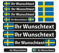 INDIGOS UG Fahrrad Aufkleber Schweden - 13 Fahnenaufkleber Glatt - Sticker selbst gestalten - Fahrrad - Auto - Motorrad - Namensaufkleber wasserfest personalisiert - Wunschtext