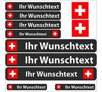 INDIGOS UG Fahrrad Aufkleber Schweiz - 13 Fahnenaufkleber Glatt - Sticker selbst gestalten - Fahrrad - Auto - Motorrad - Namensaufkleber wasserfest personalisiert - Wunschtext