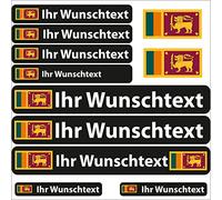 INDIGOS UG Fahrrad Aufkleber Sri Lanka - 13 Fahnenaufkleber Glatt - Sticker selbst gestalten - Fahrrad - Auto - Motorrad - Namensaufkleber wasserfest personalisiert - Wunschtext