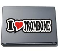 INDIGOS UG Laptop Adesivo - Laptop Skin - JDM - Die Cut - Sticker - Cuore - 297 mm I Love Trombone