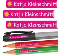 INDIGOS UG - Namensaufkleber Kinder Schule - 49x7 mm - personalisierbar - 069 - Sonne - 88 Sticker - Namensschilder personalisiert - Aufkleber selbst gestalten - Stifte, KITA, Federmappe