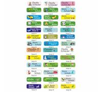 INDIGOS UG - Namensaufkleber Kinder Schule lila - 60 Sticker - 5 x 1,5cm - Namensschilder personalisiert für KITA, Kindergarten - Aufkleber selbst gestalten - Stifte, Hefte, Federmappe