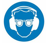 INDIGOS UG - Pannello composito di alluminio da 3 mm - Protezione dell'udito e degli occhi utilizzare cartello di obbligo - 31,50 cm - avvertimento - sicurezza - hotel, azienda, casa