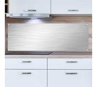 INDIGOS UG paraschizzi - look acciaio inox - 140 x 60 cm - piastra in alluminio composito - cucina - parete posteriore - targa - forno - specchio per piastrelle - fornello