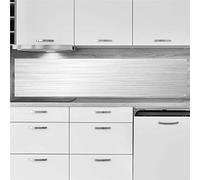 INDIGOS UG paraschizzi - look acciaio inox - 150 x 60 cm - piastra in alluminio composito - cucina - parete posteriore - targa - forno - specchio per piastrelle - fornello