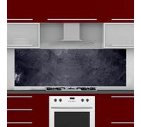 INDIGOS UG Paraspruzzi - Calcestruzzo nero - 170 x 60 cm - Pannello composito in alluminio stampato - con immagine - Motivo - Cucina - Pannello posteriore della cucina - Scudo - Paraspruzzi - Forno
