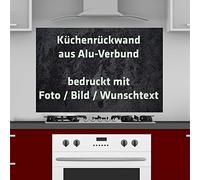 INDIGOS UG - Paraspruzzi con foto, testo a scelta, personalizzabile, 180 x 55 cm, pannello composito di alluminio stampato, motivo: cucina, pannello posteriore della cucina, fornello, forno