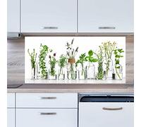 INDIGOS UG Paraspruzzi - Erbe in barattoli - Vetro - 150 x 60 cm - Pannello composito in alluminio stampato - con immagine - Motivo - Cucina - Pannello posteriore - Scudo - Paraspruzzi - Forno