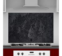 INDIGOS UG Paraspruzzi - Marmo nero - 90 x 65 cm - Pannello composito in alluminio stampato - con immagine - Motivo - Cucina - Pannello posteriore della cucina - Scudo - Paraspruzzi - Forno