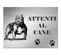 INDIGOS UG - Pitbull - Cartello - ATTENTI AL CANE - da 20x15 cm - Pannello composito in alluminio - per cancello, recinzione, sicurezza, porta e giardino
