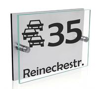 INDIGOS UG - Targa per porta personalizzata - Numero - Vetro acrilico 20 x 15 cm - Testo desiderato con nome, nome aziendale, strada, numero civico - Personalizzare i cartelli - Piastra da parete