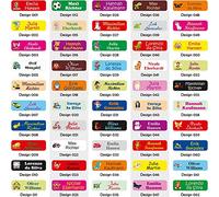 INDIGOS UG® Toppa con nome, Etichette Vestiti Termoadesive, 5 x 1,5 cm, 60 pezzi, per bambini, scuola e asilo