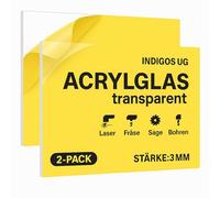Indigos UG - Vetro acrilico trasparente 3 mm - 10 x DIN A2 - Taglio per laser, fresatura, sega e foratura - leggero, senza cornice, versatile per cornici, fai da te, mobili, display, dischi protettivi