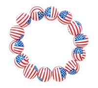 Indipendence Day Chunky Bracciali di perline di legno patriottico 4 luglio braccialetti di perline bandiera americana stella rosso bianco e blu perline braccialetto elasticizzato per donne ragazze