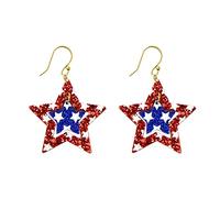 Indipendenza giorno bandiera americana orecchini pendenti pendenti a forma di stella padiglione orecchini patriottici 4 luglio ciondolo orecchini in pelle dichiarazione per donne ragazze commemorative festa regalo gioielli per mamma fidanzata, Pelle, nuovo