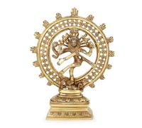 indischerbasar.de - Statuetta Shiva Nataraja Ottone Altezza 21cm rame Giallo Scultura Statuetta Induismo Buddismo Artigianato d'arte Indiana