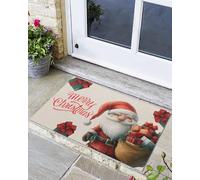 Indistruttibile Zerbino Entrata Christmas Beige Winter Red Gnomes Xmas Pine Trees Xmas, Tappetino da Bagno, Ingresso, Cortile, Giardino, Morbido Tappeto Asciugapassi 40X60cm