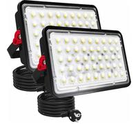 Indmird Faretto LED 100W, 2 Pezzi 10000LM Faretto LED da Esterno 6500K Bianco Freddo Faretti LED da Esterno IP66 Impermeabile Faro LED Esterno per Terrazza Garage Giardino Cortile Piazza