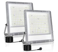 Indmird Faretto LED da Esterno 150W, 2 Pezzi Faretti LED Esterno 15000LM Faretto Led con Spina 6500K Bianco Freddo IP66 Impermeabile Faro LED da Esterno per Terrazza Garage Giardino Cortile Piazza