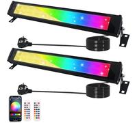 Indmird Faretto LED RGB Esterno 50W, 2 Pezzi Barra LED RGB con 360° Telecomando e Controllo APP Bluetooth, Impermeabile IP66 Faretti RGB da Esterno Luce d'Atmosfera RGB per Festa Natale Giardino
