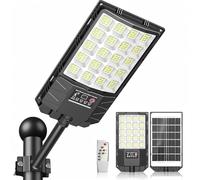 Indmird Lampione Solare Led Esterno, 6500K Lampada Stradale Solare con Sensore di Movimento, Telecomando, IP66 Impermeabile Faretto Stradale Solari per Giardino,Strada