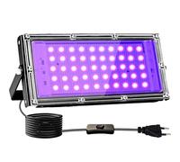 Indmird Luce Nera UV 50W, Faretto UV LED con Interruttore, 395-400nm Potente Faro UV Impermeabile IP65 Lampada UV per Festa Glow,Pittura,Acquario,Natale,Halloween