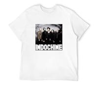 Indochine Francophonie Laventurier Canary bay New Wave French Music T-Shirt Graphic Tee Printed Top Mens White Shirt L