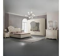 Indomita Camera da Letto Marsida Beige con Armadio Scorrevole serigrafato - Eleganza e funzionalità per la Tua Zona Notte