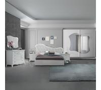 Indomita Camera da Letto Marsida Bianco larice con Armadio Scorrevole serigrafato - Eleganza e funzionalità per la Tua Zona Notte