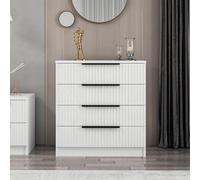 Indomita Cassettiera 4 cassetti Kale Bianco Effetto cannettato 72x42x77H