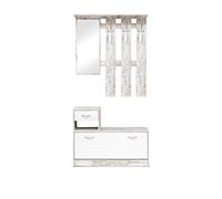 MOBILE INGRESSO APPENDIABITI SCARPIERA BIANCO VINTAGE SPECCHIO 100X30XH 180 CM