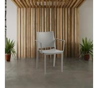 Indomita Set 4 sedie con braccioli polipropilene Mosk colore grigio
