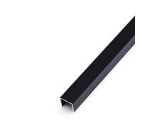 Indoor Bedroom Wall,Black Silver Floor Transition Strip, Aluminu Threshold Joining Strips, U Molding Wood to Tile Seams Edge Banding(Black,125cm/49.2in)
