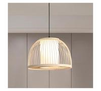 Indoor Chandelier with Decoration New Chinese Style Dome Weaving Pendant Hanging Industrial Cafe Living Room Light Fittings Lamp Fixture Chandelier(Natural,45 * 28cm)